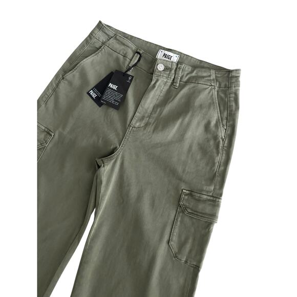 PAIGE CARLY CARGO WITH POCKETS PANTS WIDE LEG NWT SIZE 29 VTG IVY GREEN - Picture 4 of 11